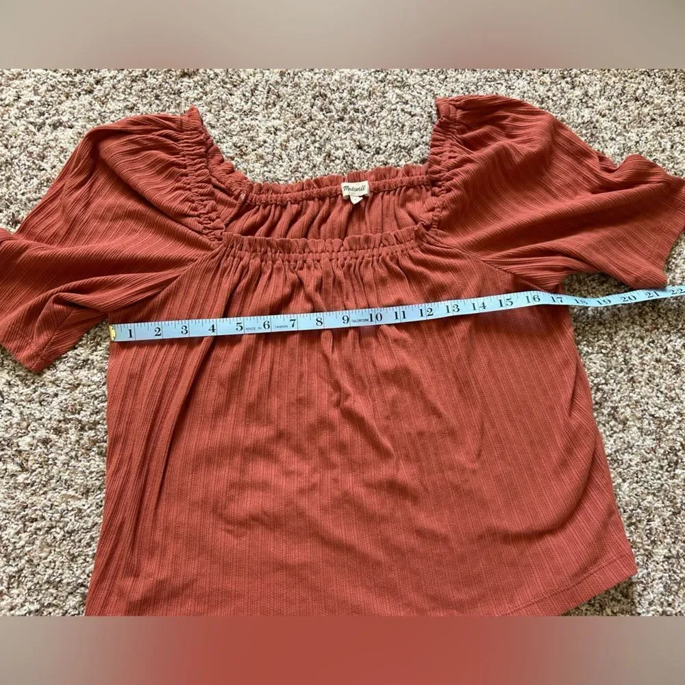 Madewell Rust Off-Shoulder Pullover Top - Picture 9 of 9
